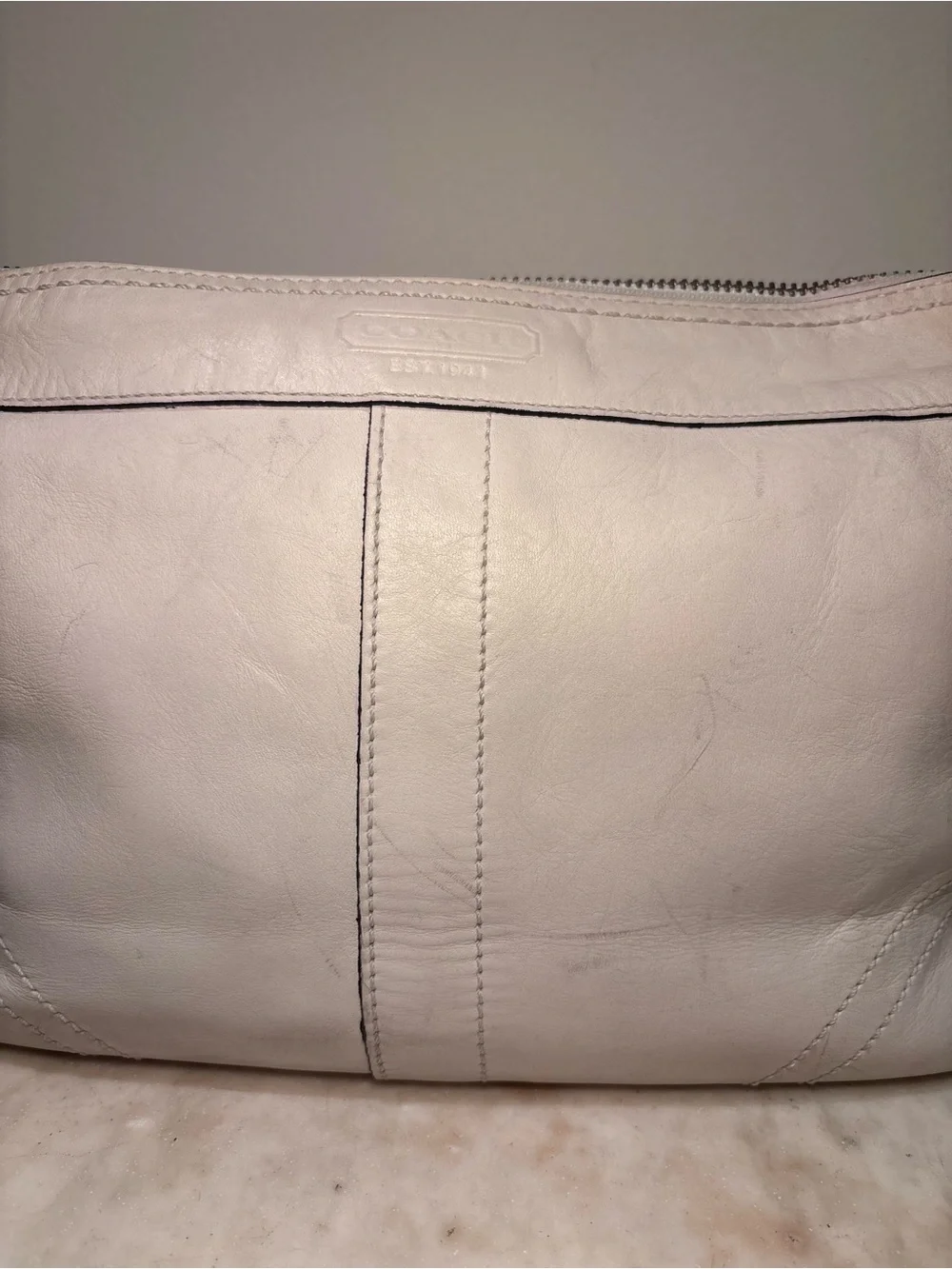 Coach Y2K Ivory Leather Shoulder Bag